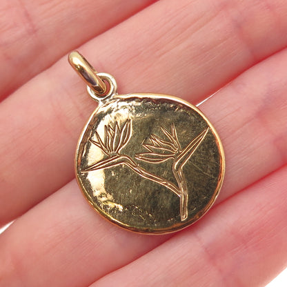 DAISY 925 Sterling Gold Plated Vintage London Bird of Paradise Charm Pendant