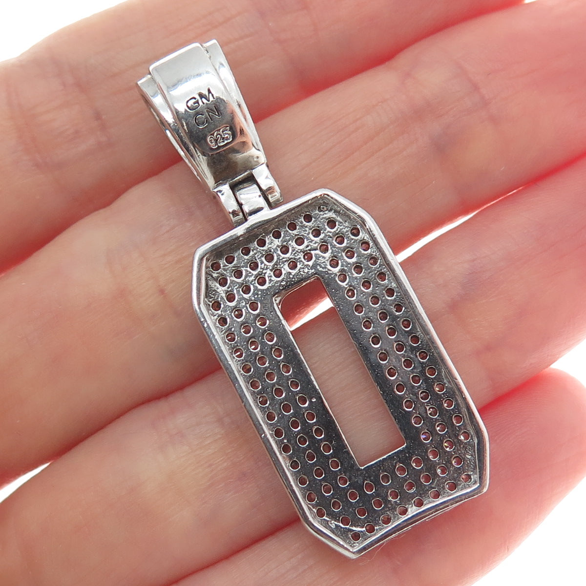 925 Sterling Silver Round-Cut Shaped C Z Letter O Initial Sparkle Pendant