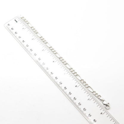 925 Sterling Silver Italy Figaro Link Bracelet 7.75"