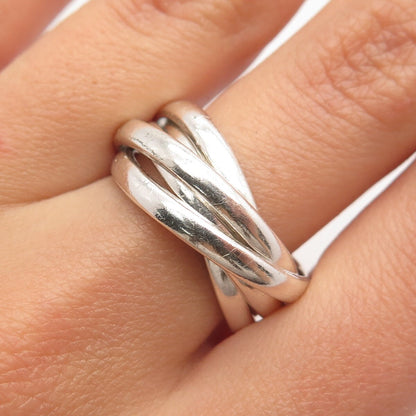 925 Sterling Silver Vintage Mexico Interlocked Band Ring Size 5.75