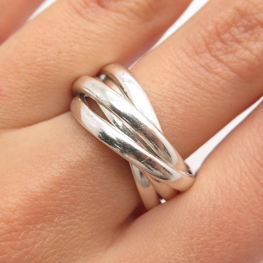 925 Sterling Silver Vintage Mexico Interlocked Band Ring Size 5.75