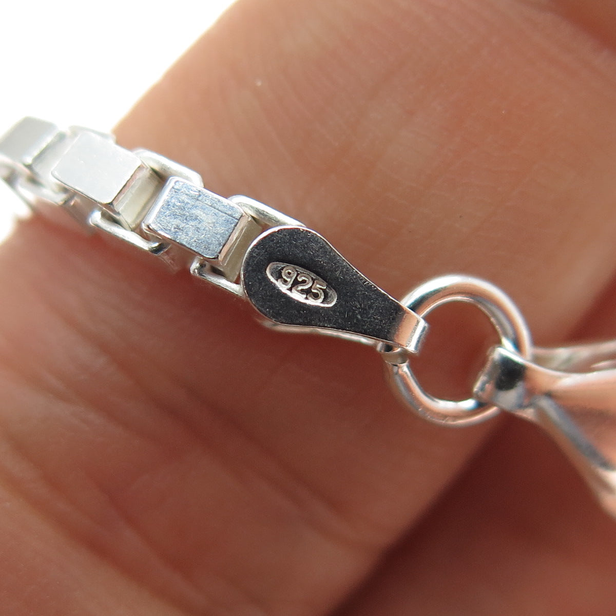 925 Sterling Silver Vintage Italy Box Chain Necklace 20"