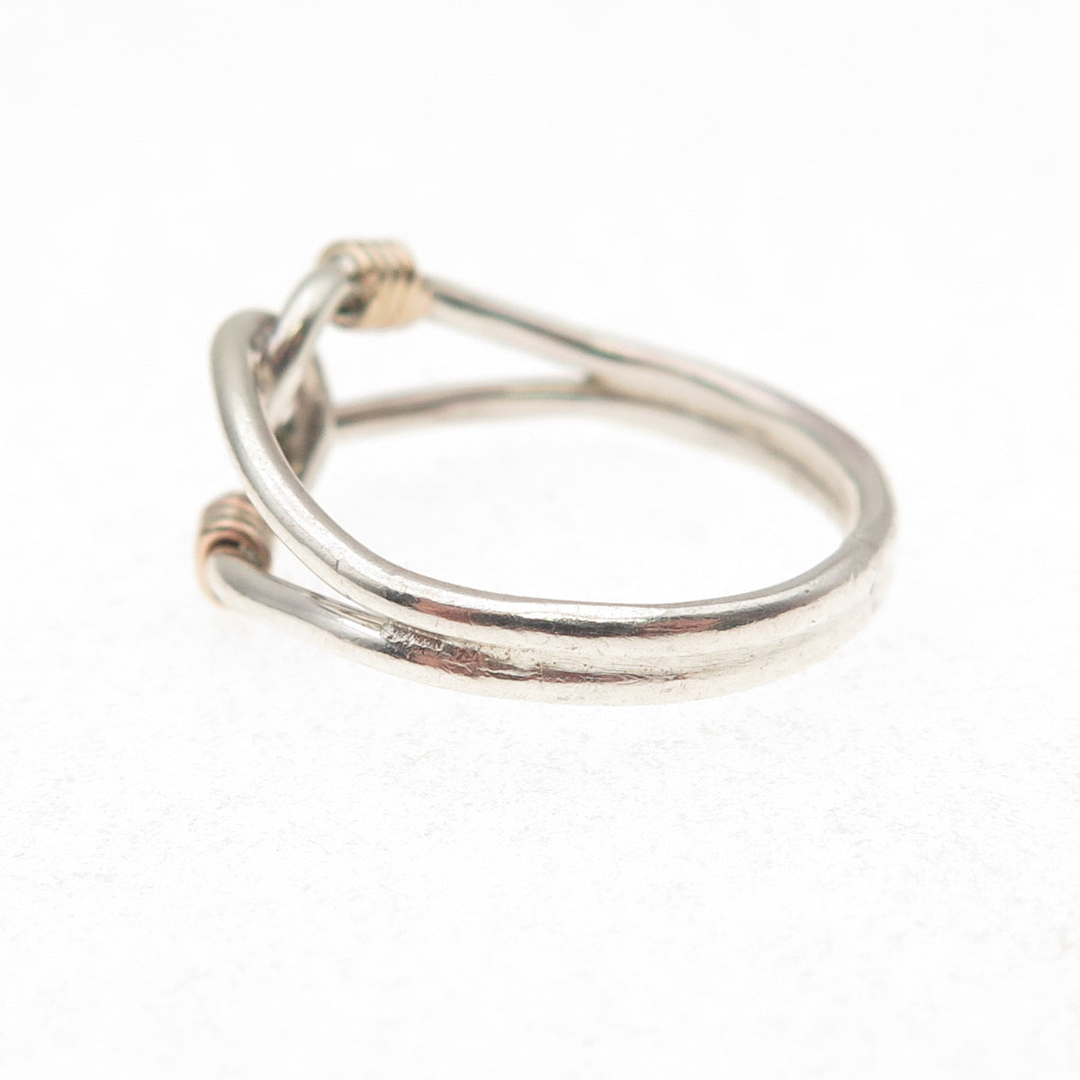 925 Sterling Silver Gold Filled Vintage Interlocked Infinty Ring Size 6