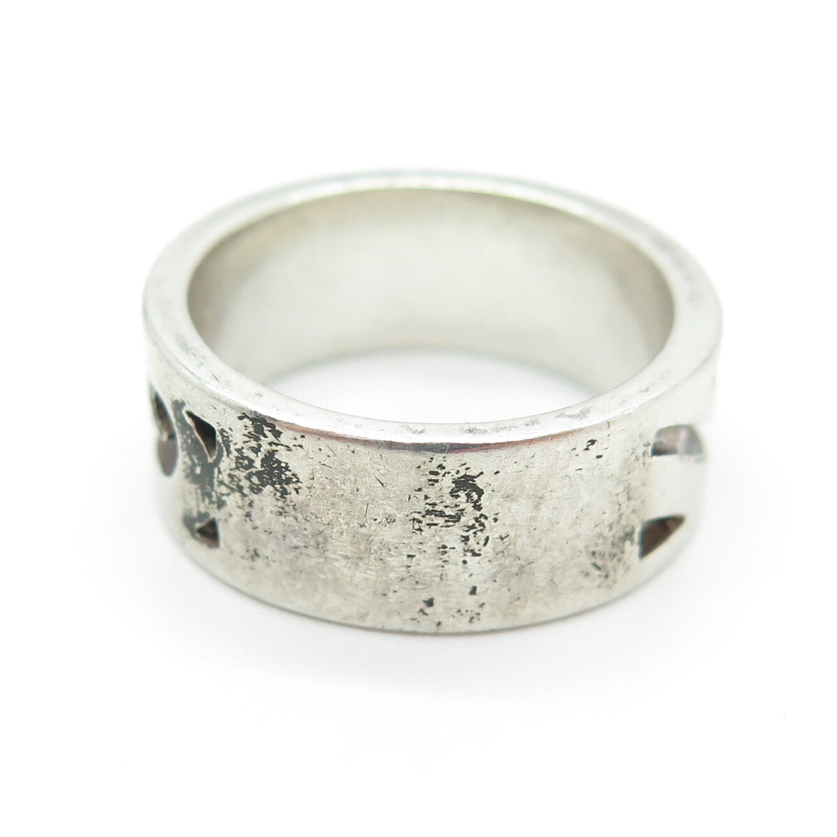 THE KISS 925 Sterling Silver Vintage Scroll Band Ring Size 7.75
