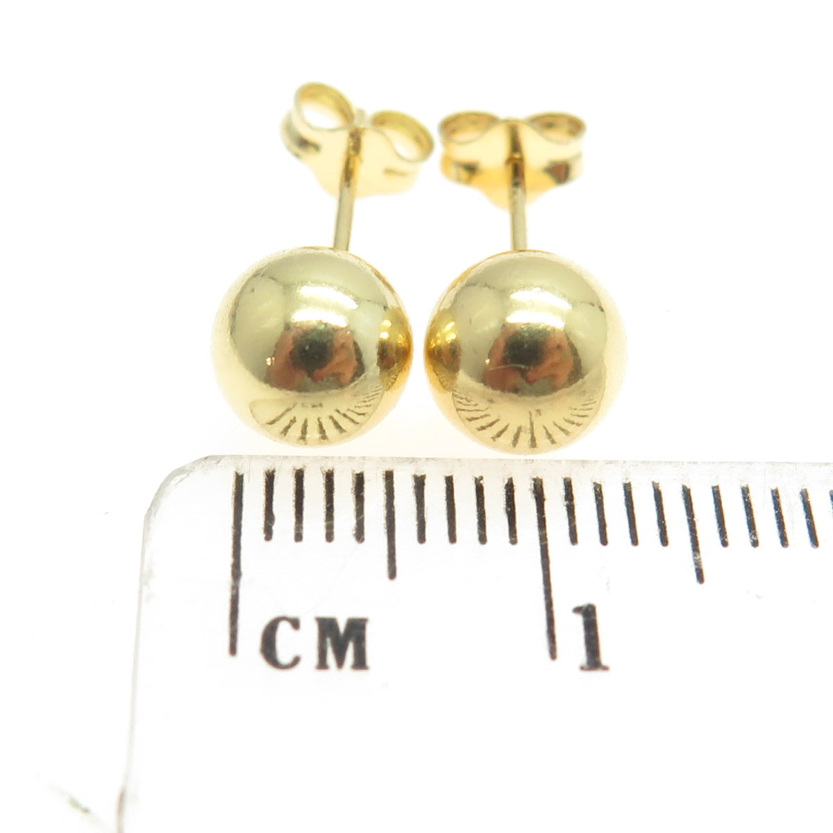 925 Sterling Silver Gold Plated Ball Stud Earrings