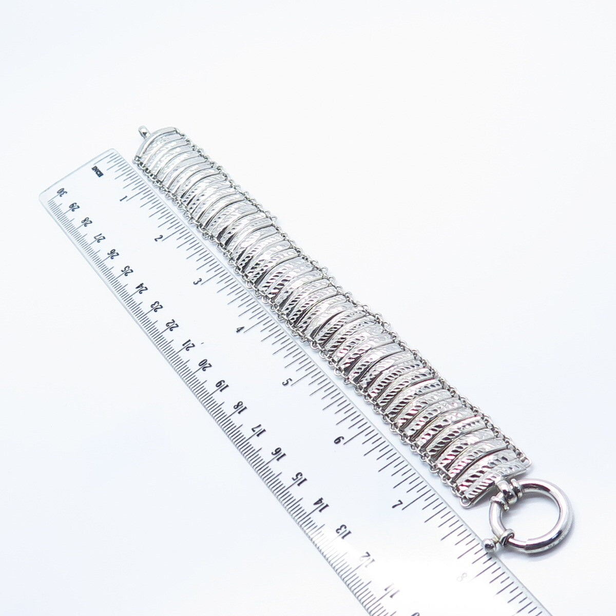 925 Sterling Silver Vintage Turkey Panel Link Bracelet 7.75"