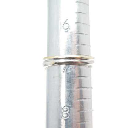 925 Sterling Silver 2-Tone Vintage Modernist Wave Ring Size 7