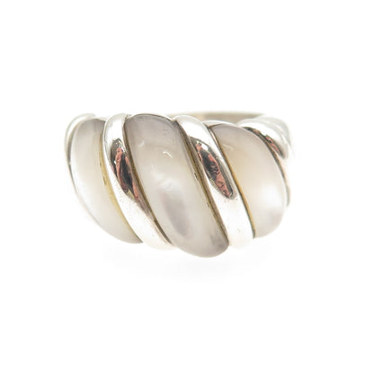 KABANA 925 Sterling Silver Vintage Real MOP Modernist Ring Size 5