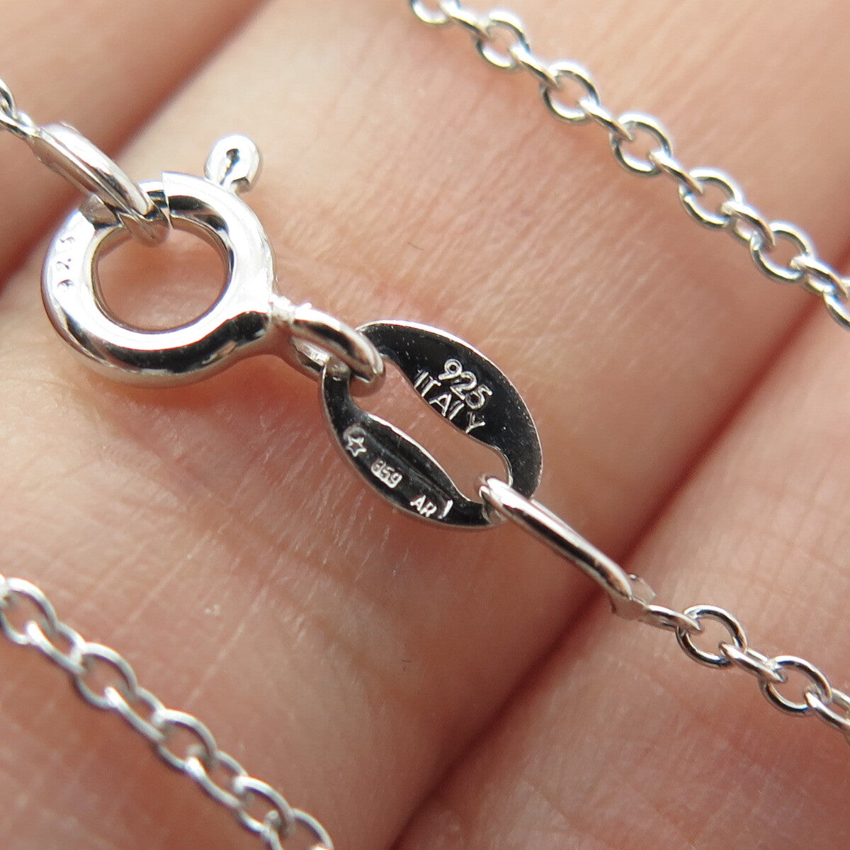 SUN 925 Sterling Silver Italy Real Diamond Infinity Cable Chain Necklace 16-18"