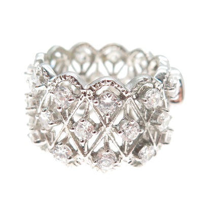 925 Sterling Silver Oval & Round-Cut Canary White C Z Ring Size 7.75