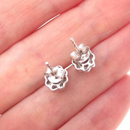 Chuck Clemency 925 Sterling Silver Real Oval-Cut Tanzanite Floral Stud Earrings