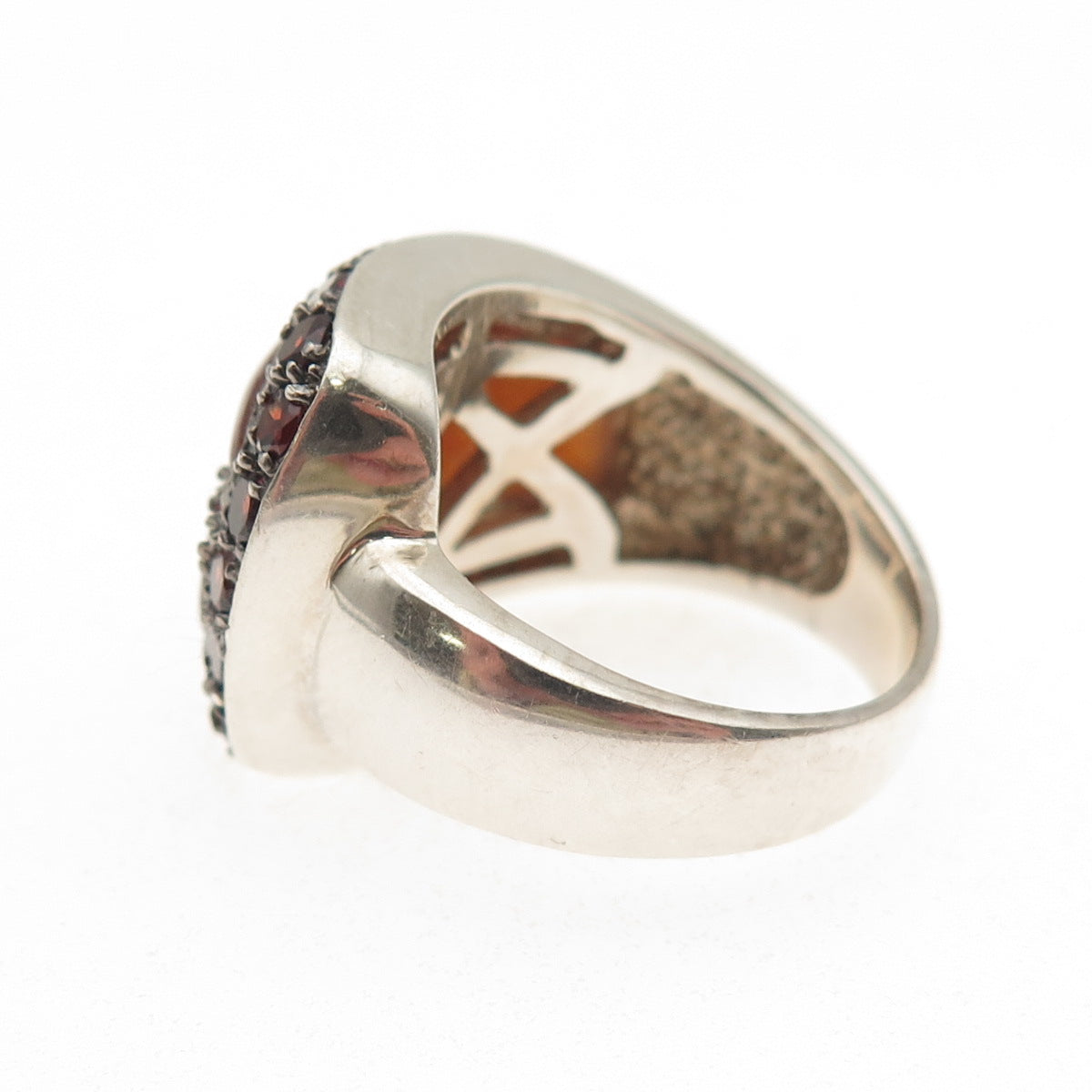 Chapal Zenray Sterling Silver Real Carnelian & Red Garnet Overlap Ring Size 7