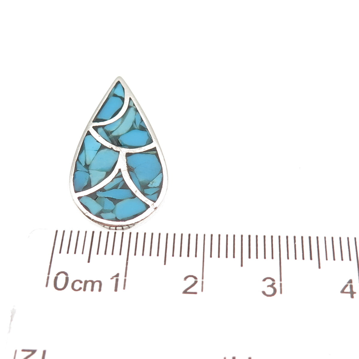 Calvin Spencer Navajo Old Pawn Sterling Vintage Turquoise Inlay Slide Pendant