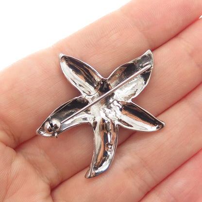 TERASURE 925 Sterling Silver Vintage Starfish Oxidized Pin Brooch