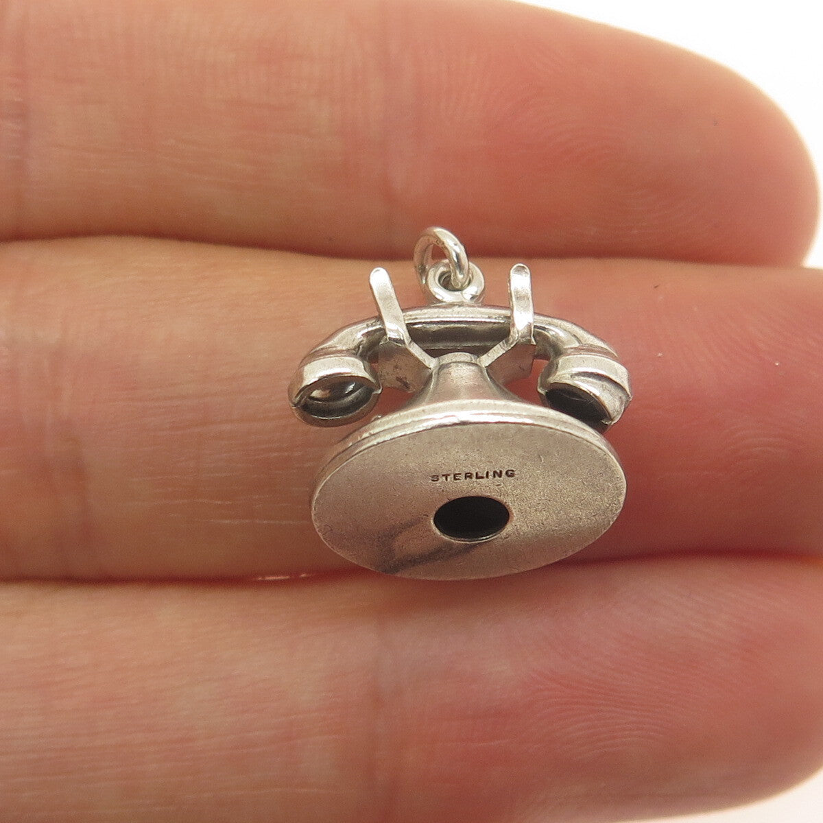925 Sterling Silver Antique Rotary Dial Retro Phone Minimalist Charm Pendant
