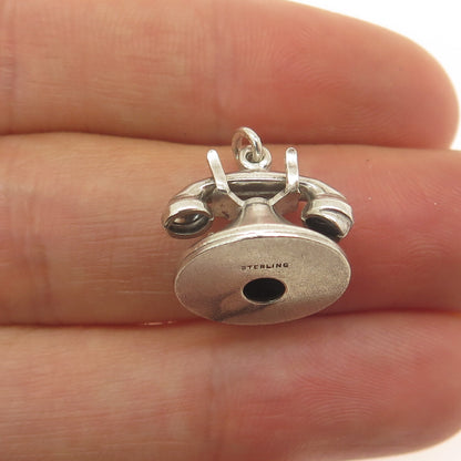 925 Sterling Silver Antique Rotary Dial Retro Phone Minimalist Charm Pendant