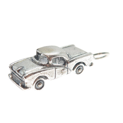 BEAU 925 Sterling Silver Vintage Retro Car Oxidized 3D Charm Pendant