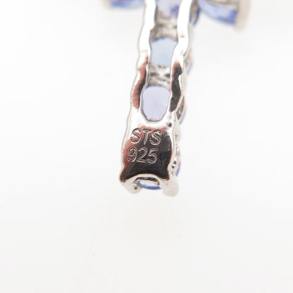 Chuck Clemency 925 Sterling Silver Real Tanzanite Cross Cable Chain Necklace 20"