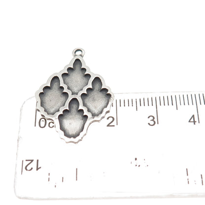 925 Sterling Silver Vintage Modernist Floral Oxidized Charm Pendant