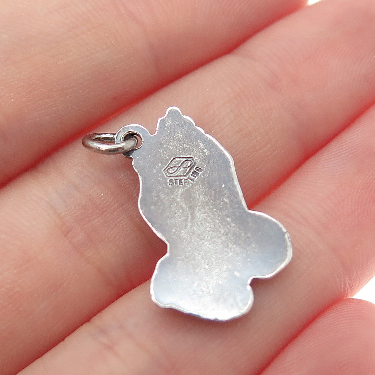 925 Sterling Silver Vintage Praying Hands Religious Oxidized Mini Charm Pendant