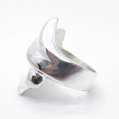 925 Sterling Silver Vintage HAN Ribbed Ring Size 6.75