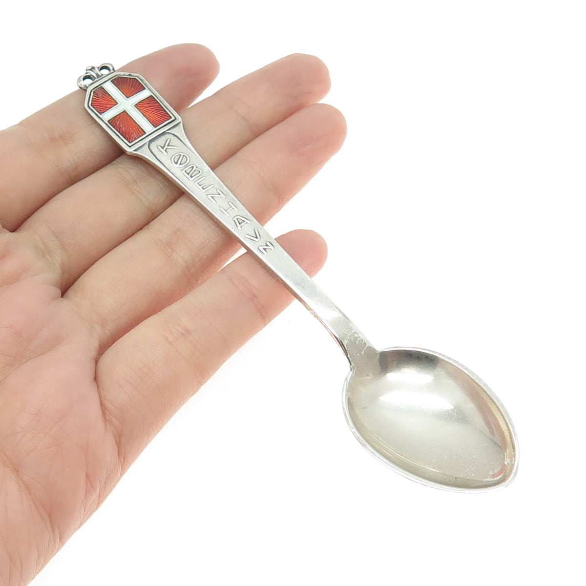 EILER&MARLOE 925S Sterling Silver Vintage Enamel Copenhagen Denmark Coffee Spoon