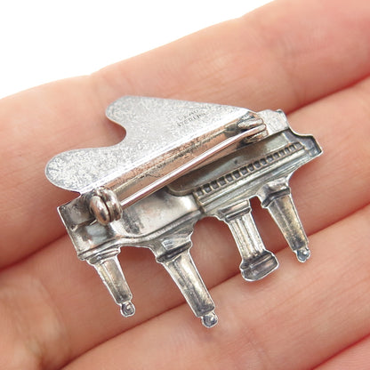 BEAU 925 Sterling Silver Vintage Grand Piano Oxidized Pin Brooch