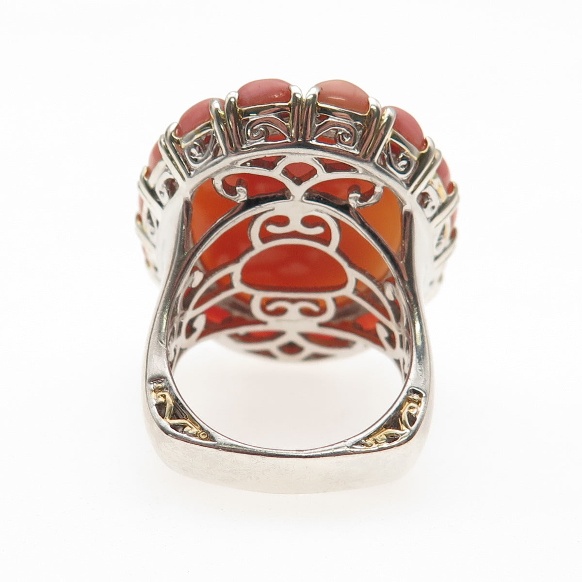 MICHAEL VALITUTTI Gems En Vogue 925 Sterling MOP Coral Lady Cameo Ring Size 8.25
