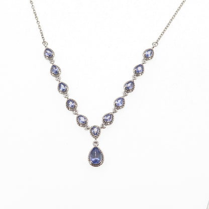 D'Joy 925 Sterling Silver Real Tanzanite Cable Chain Necklace 20"