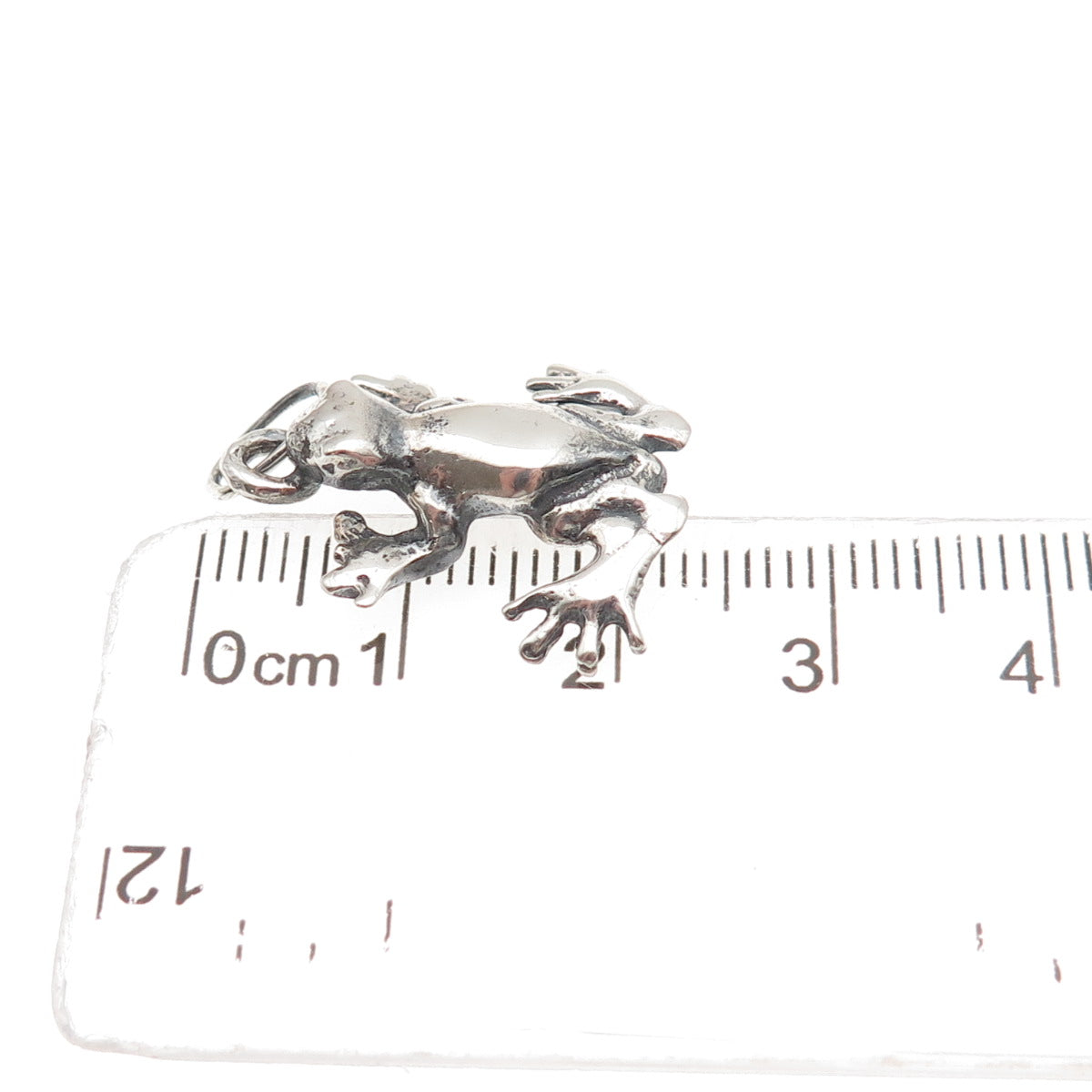 925 Sterling Silver Vintage Frog Good Luck Oxidized Charm Pendant