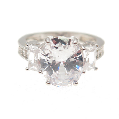 925 Sterling Silver C Z Engagement Ring Size 5.5