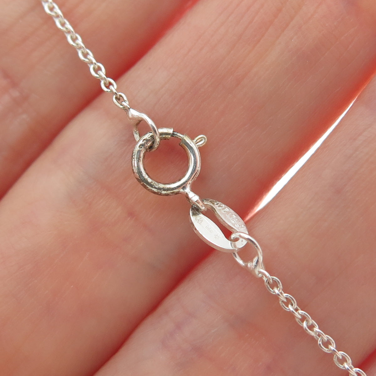 925 Sterling Silver Italy Modernist Hook Cable Chain Necklace 18"