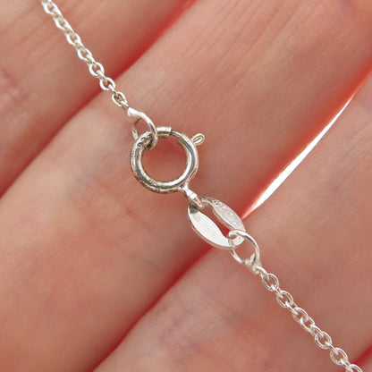 925 Sterling Silver Italy Modernist Hook Cable Chain Necklace 18"