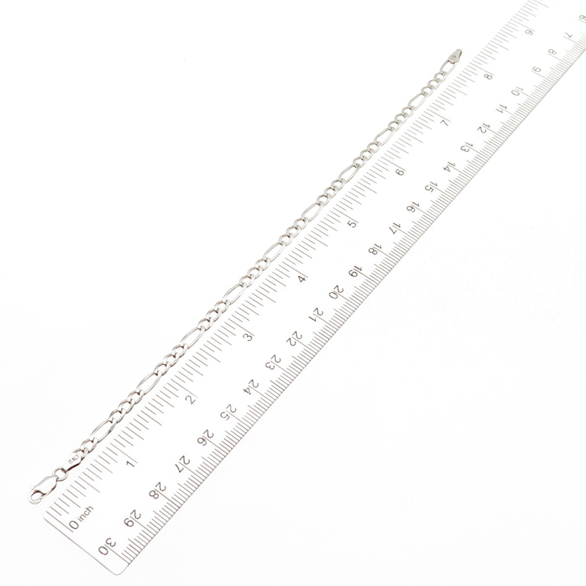 925 Sterling Silver Vintage Italy Figaro Link Bracelet 8"