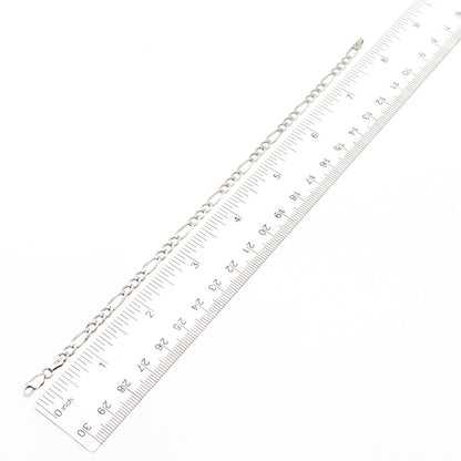 925 Sterling Silver Vintage Italy Figaro Link Bracelet 8"