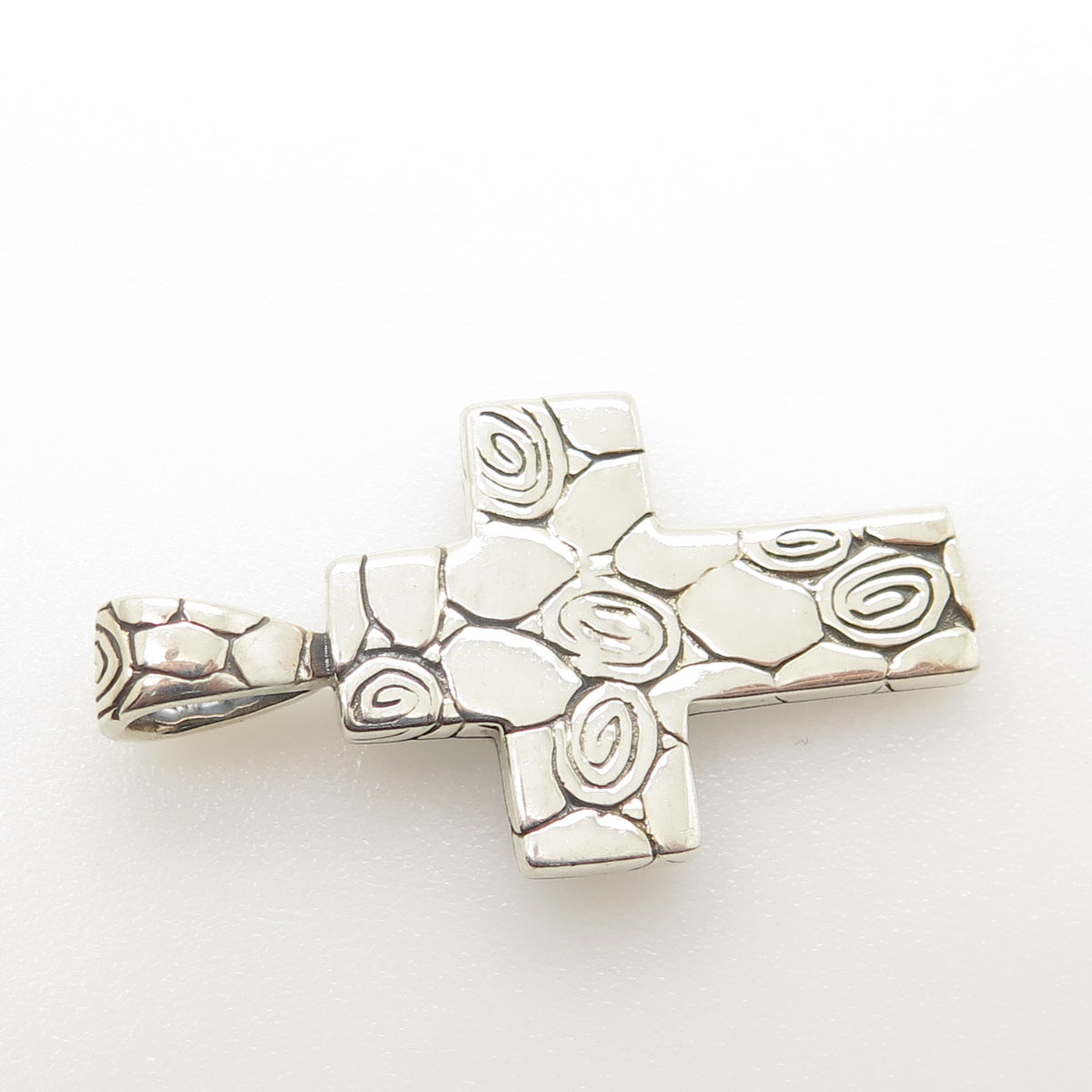 925 Sterling Silver Pebble Cross Pendant