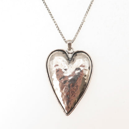 Or Paz PZ 925 Sterling Silver Vintage Israel Heart Round Box Chain Necklace 18"
