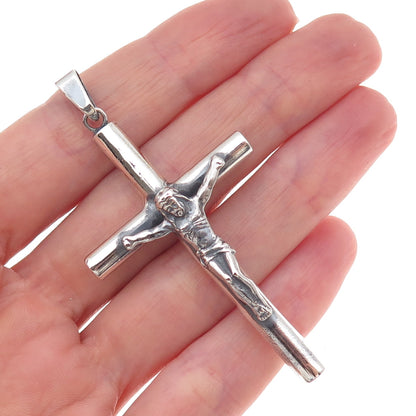 925 Sterling Silver Vintage Crucifix Cross Oxidized Pendant