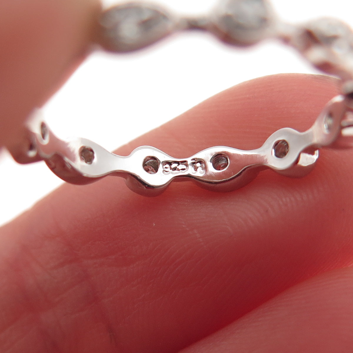 925 Sterling Silver Round-Cut C Z Eternity Stackable Band Ring Size 6