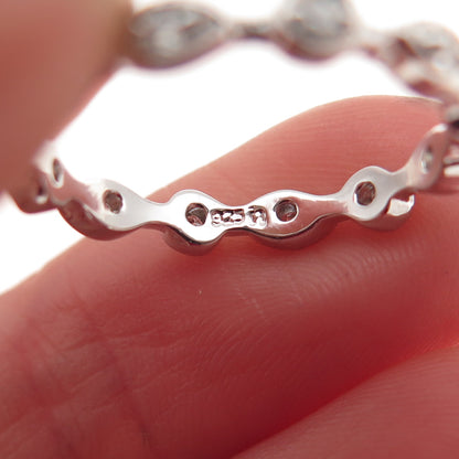 925 Sterling Silver Round-Cut C Z Eternity Stackable Band Ring Size 6