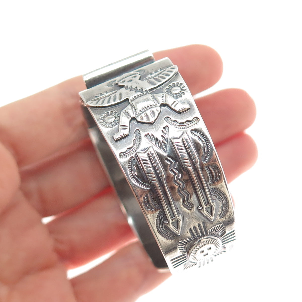 Old Pawn 925 Sterling Silver Vintage Adjustable Watch Band Tribal Bracelet 6.5"