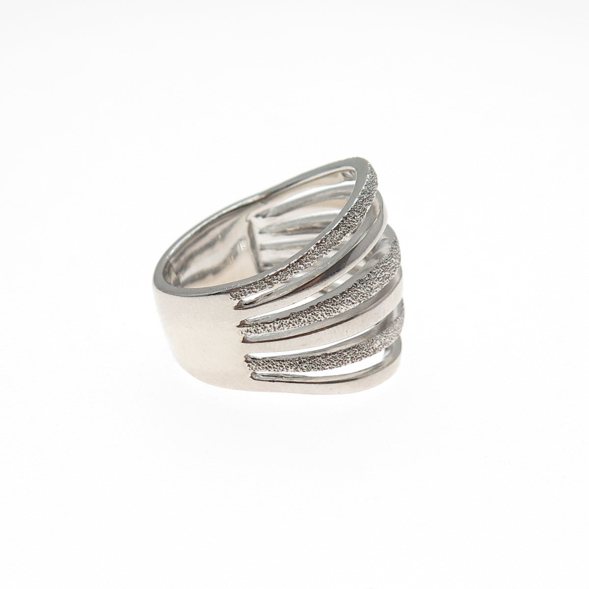 925 Sterling Silver Diamond-Illusion 5-Row Ring Size 6.75
