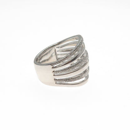 925 Sterling Silver Diamond-Illusion 5-Row Ring Size 6.75