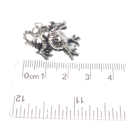 SUNWEST 925 Sterling Silver Vintage Dragon Oxidized 3D Charm Pendant