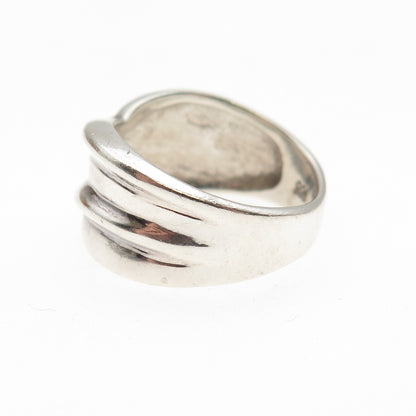925 Sterling Silver Vintage Modernist Oxidized Ring Size 6