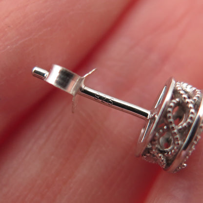 925 Sterling Silver Real Round-Cut Diamond Stud Earrings