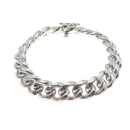 925 Sterling Silver Vintage Heavy 110.6g Cuban Link Bracelet 8"