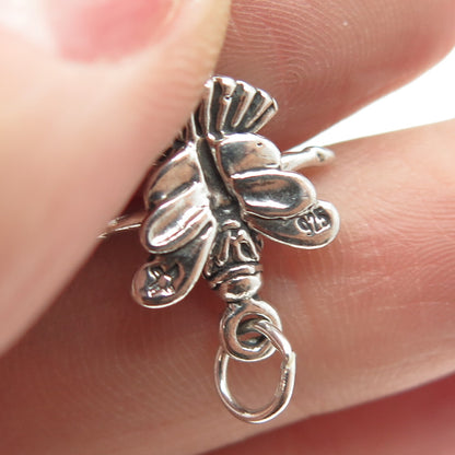 SUN WEST 925 Sterling Silver Vintage Fairy Girl w/Wings 3D Pendant