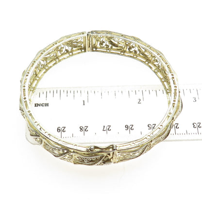 WILLI NONNENMANN 800 Silver Gold Plated Vintage Filigree Bangle Bracelet 7.5"