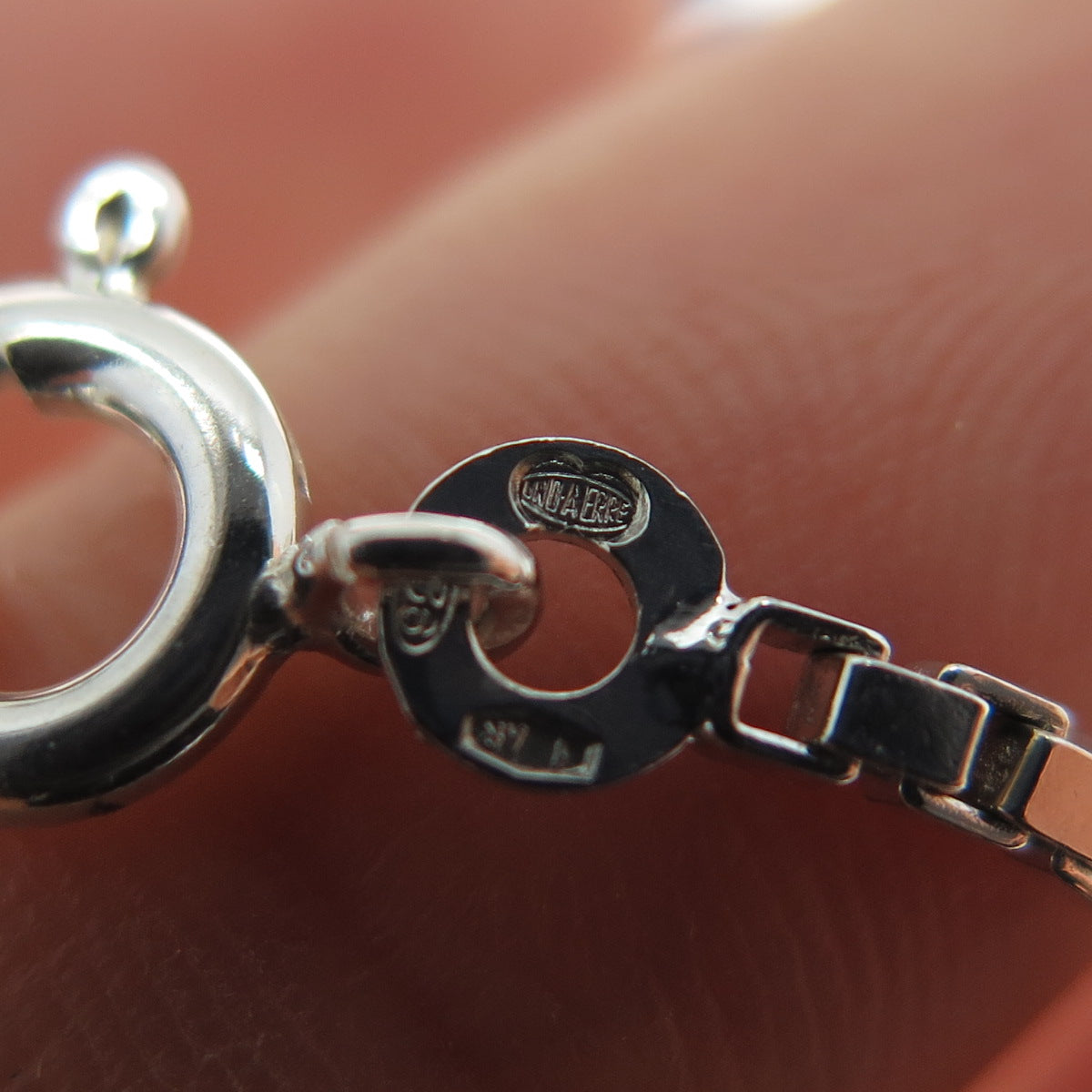 UNOAERRE 925 Sterling Silver Vintage Italy Heart Pendant Box Chain Necklace 14"